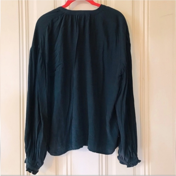 Something Navy Viscose Blouse Small EUC - Picture 4 of 4